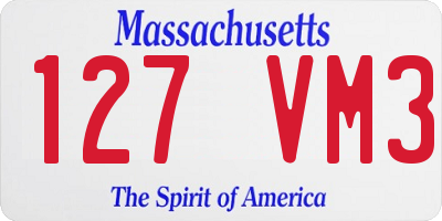 MA license plate 127VM3