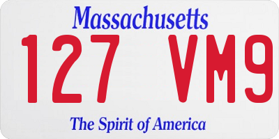MA license plate 127VM9