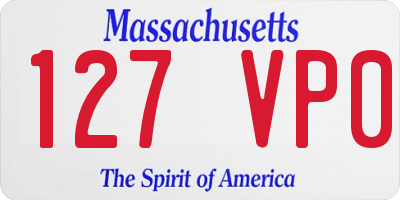 MA license plate 127VP0