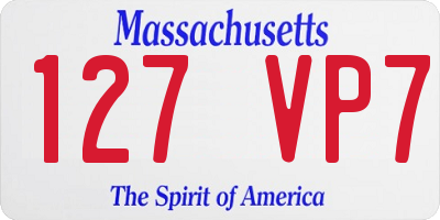 MA license plate 127VP7