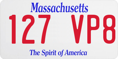 MA license plate 127VP8