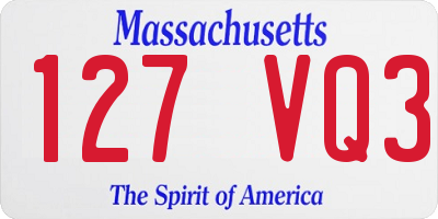 MA license plate 127VQ3
