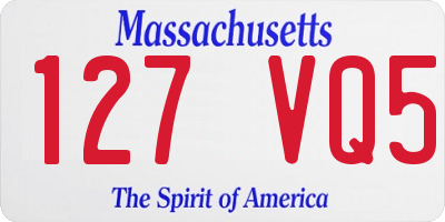 MA license plate 127VQ5