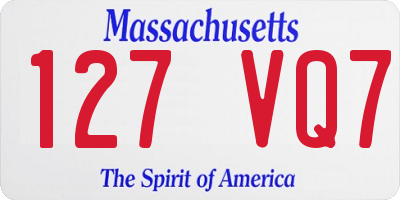 MA license plate 127VQ7