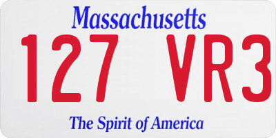 MA license plate 127VR3