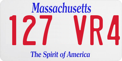 MA license plate 127VR4