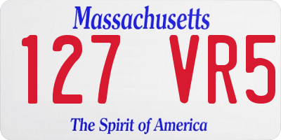 MA license plate 127VR5