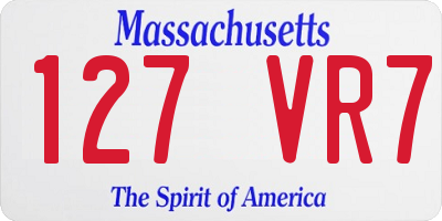 MA license plate 127VR7