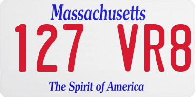 MA license plate 127VR8