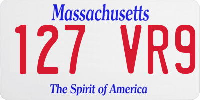 MA license plate 127VR9