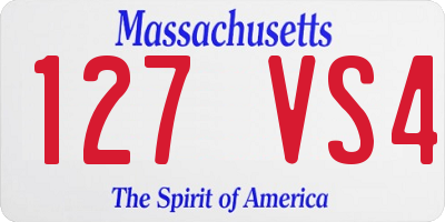 MA license plate 127VS4