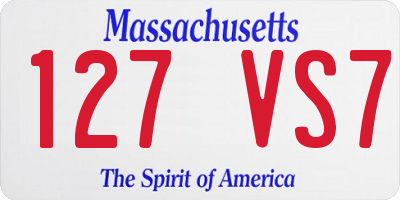 MA license plate 127VS7