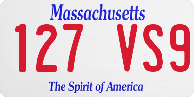 MA license plate 127VS9