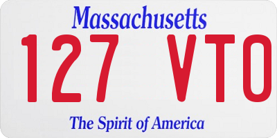 MA license plate 127VT0