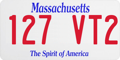 MA license plate 127VT2