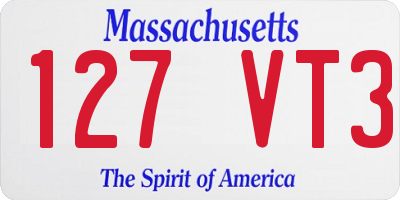 MA license plate 127VT3