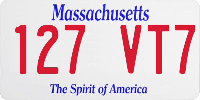 MA license plate 127VT7