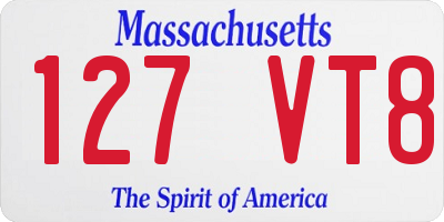 MA license plate 127VT8