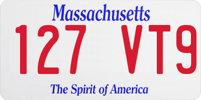 MA license plate 127VT9