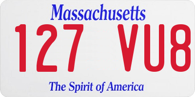 MA license plate 127VU8