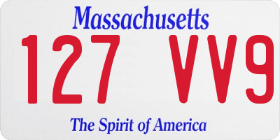 MA license plate 127VV9