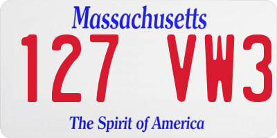 MA license plate 127VW3