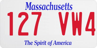 MA license plate 127VW4