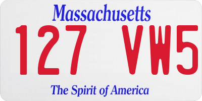 MA license plate 127VW5