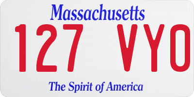 MA license plate 127VY0
