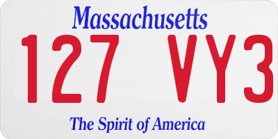 MA license plate 127VY3