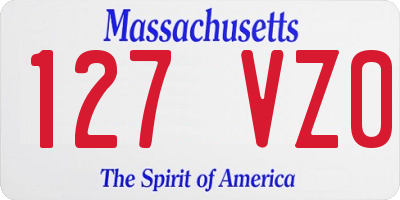 MA license plate 127VZ0