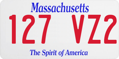 MA license plate 127VZ2