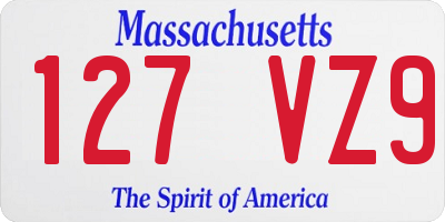 MA license plate 127VZ9