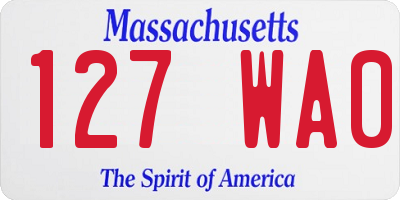 MA license plate 127WA0