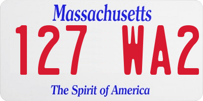MA license plate 127WA2