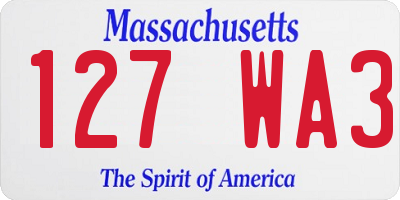 MA license plate 127WA3