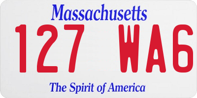 MA license plate 127WA6
