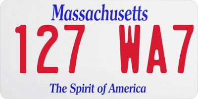 MA license plate 127WA7