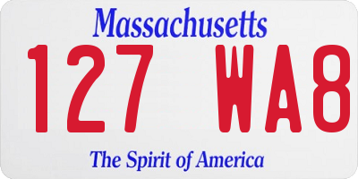MA license plate 127WA8