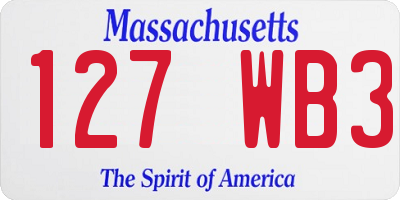 MA license plate 127WB3