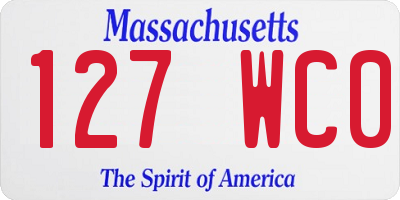 MA license plate 127WC0