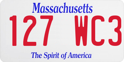 MA license plate 127WC3