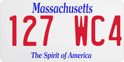 MA license plate 127WC4