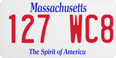 MA license plate 127WC8