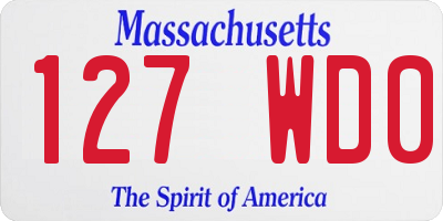MA license plate 127WD0