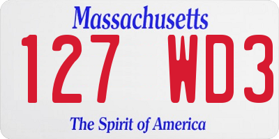 MA license plate 127WD3
