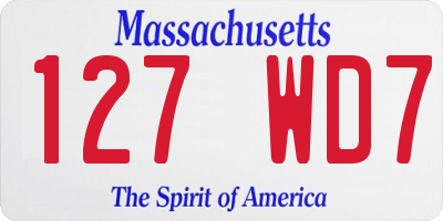 MA license plate 127WD7