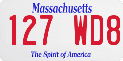 MA license plate 127WD8