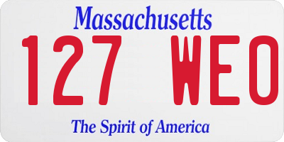 MA license plate 127WE0