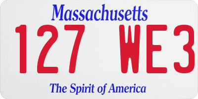 MA license plate 127WE3